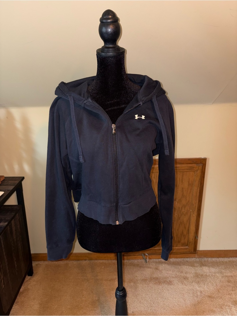 Under Armour black Cropped Zip Hoodie